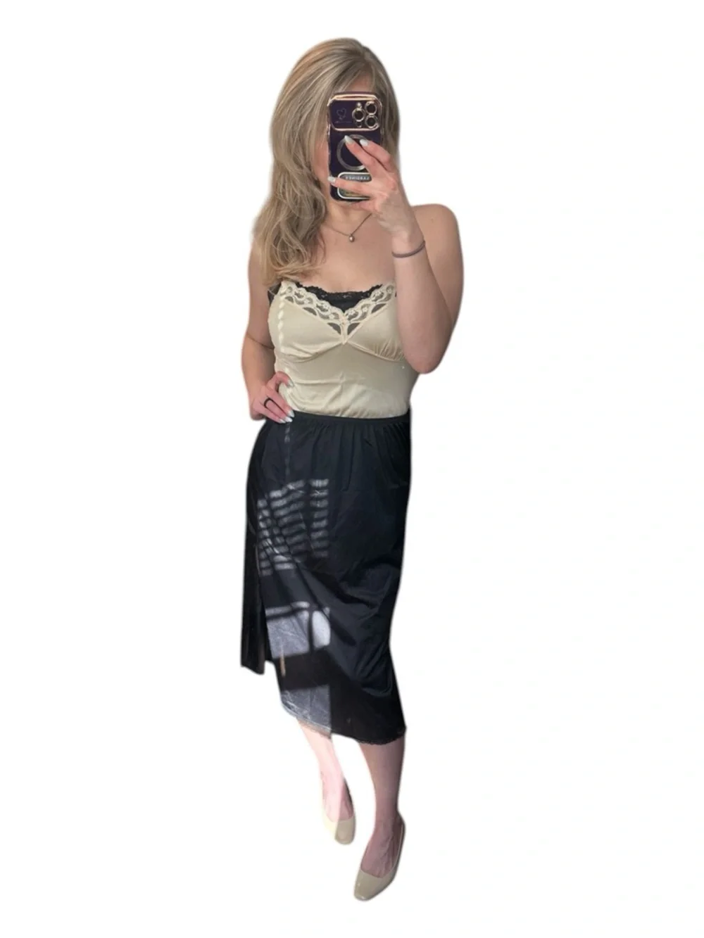 Vintage 90’s/Y2K Vanity Fair Black Half Slip with Lace Trim Size Medium - Picture 7 of 7